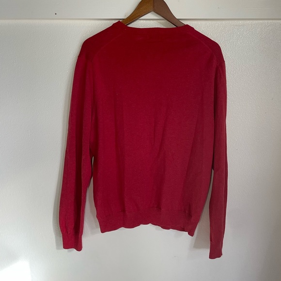 Brooks Brothers L Red v-neck Cotton Pullover Sweater - Picture 6 of 8
